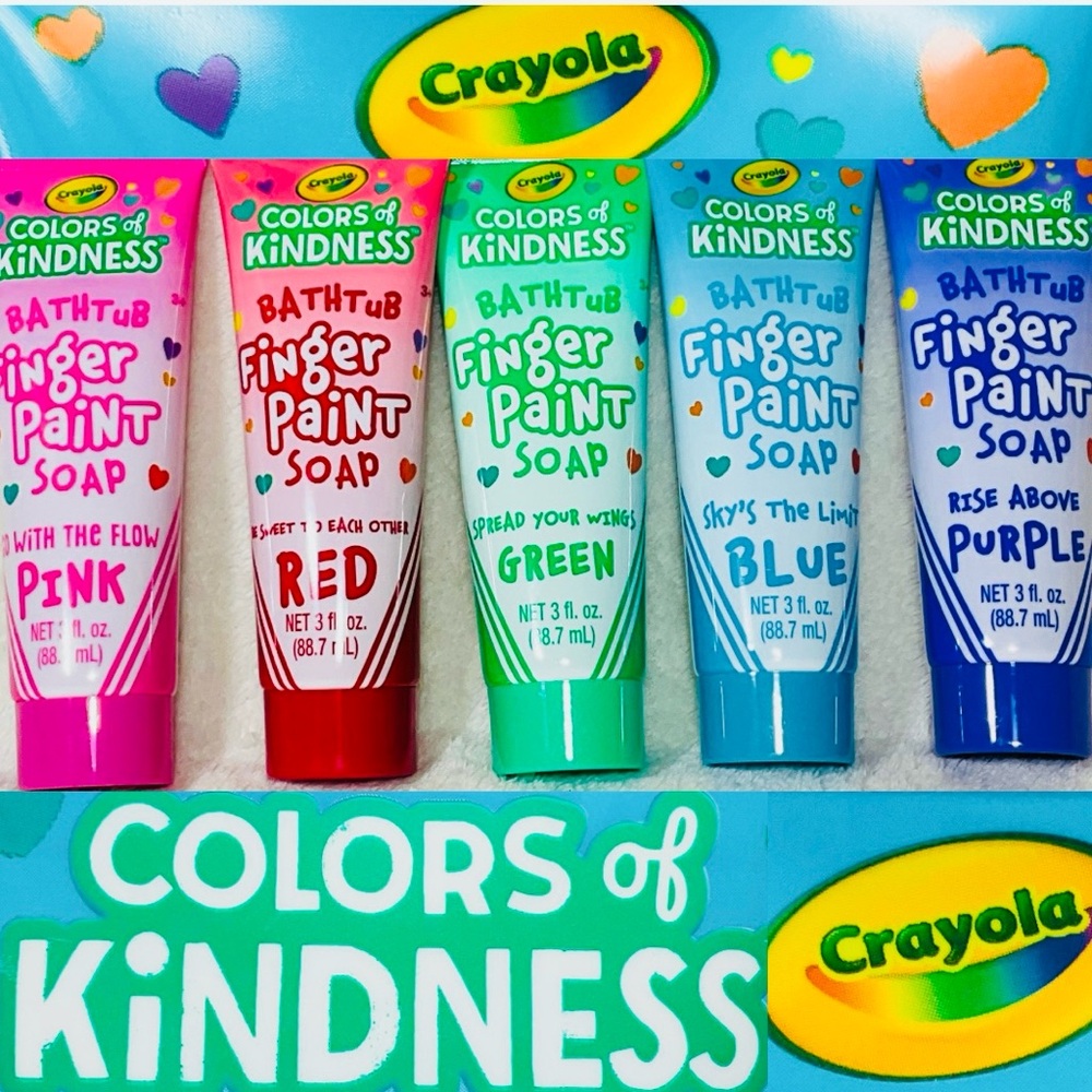 NIP 5pc Set CRAYOLA Colors of Kindness Kids Bathtub Finger Paint Soap 15 fl.oz.